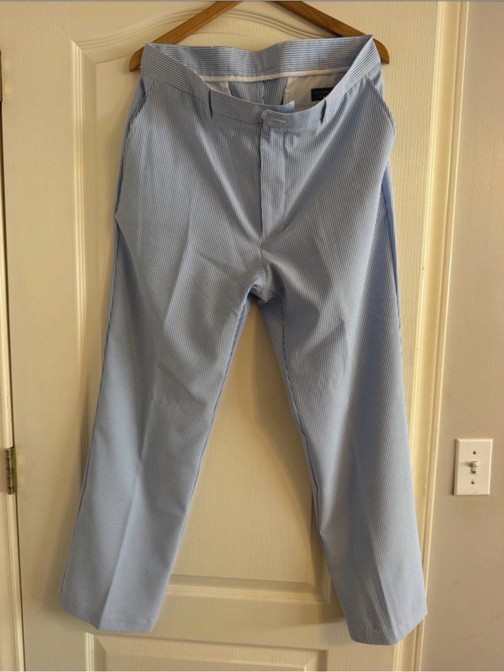 Roundtree & Yorke Blue Pinstripe Chinos